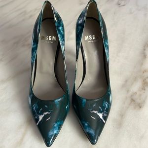 NWOT MSGM blue marble heels size 40